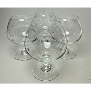 4 Vintage MCM Atomic Brandy Glass Snifter Star Dust by C G Quartzex Crystal 1950